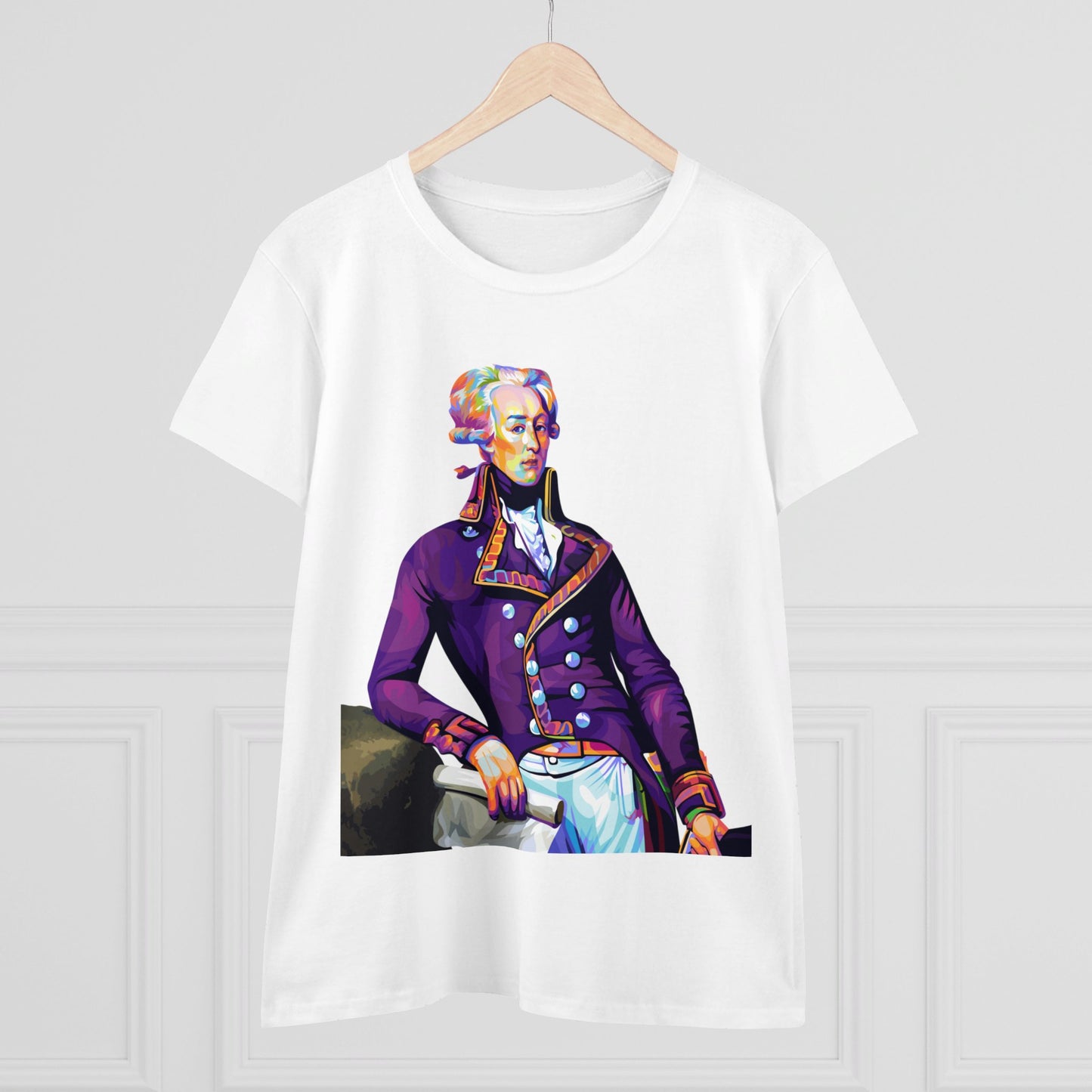 Lafayette Women's Tee Colorful Cap Sleeves Midweight Cotton - Slightly Fitted, Bicentennial, Marquis de Lafayette, History, History Teacher