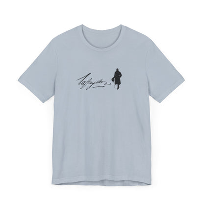 Marquis de Lafayette Silhouette Signature Unisex Jersey Short Sleeve Tee - With Lafayette Quote