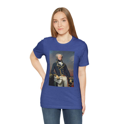 Person or people wearing Lafayette Marquis de Lafayette t-shirt with portrait painting