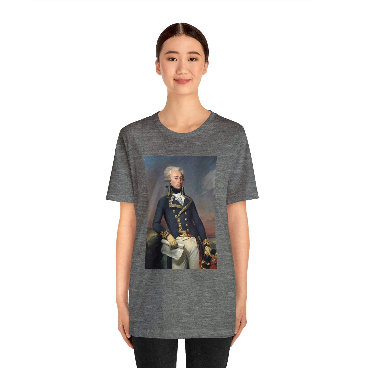 Person or people wearing Lafayette Marquis de Lafayette t-shirt with portrait painting