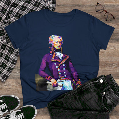 Lafayette Women's Tee Colorful Cap Sleeves Midweight Cotton - Slightly Fitted, Bicentennial, Marquis de Lafayette, History, History Teacher