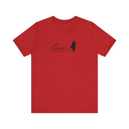 Marquis de Lafayette Silhouette Signature Unisex Jersey Short Sleeve Tee - With Lafayette Quote