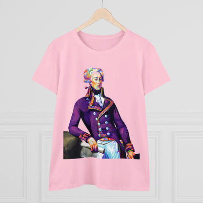 Lafayette Women's Tee Colorful Cap Sleeves Midweight Cotton - Slightly Fitted, Bicentennial, Marquis de Lafayette, History, History Teacher