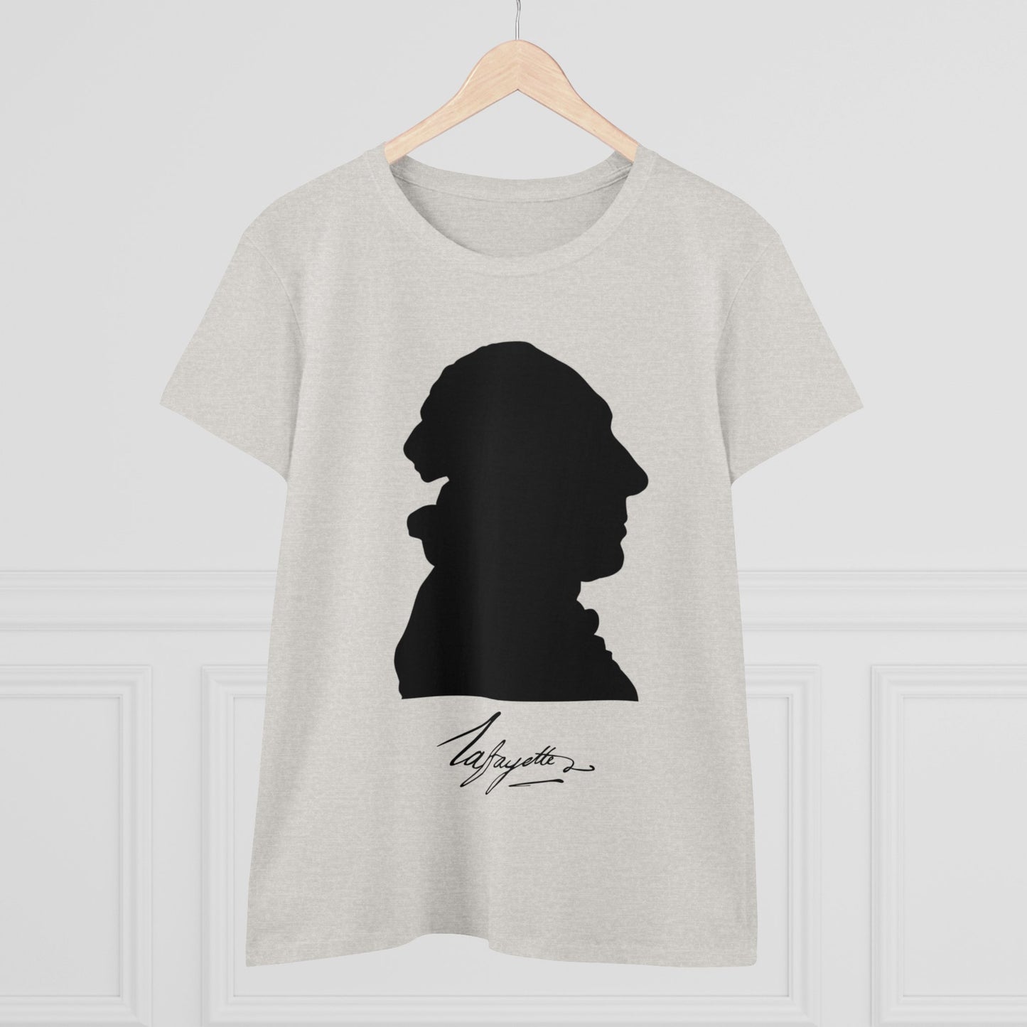 Women's Lafayette Silhouette Bust Portrait Cap Sleeves Cotton Tee - Slightly Fitted, Marquis de Lafayette, History