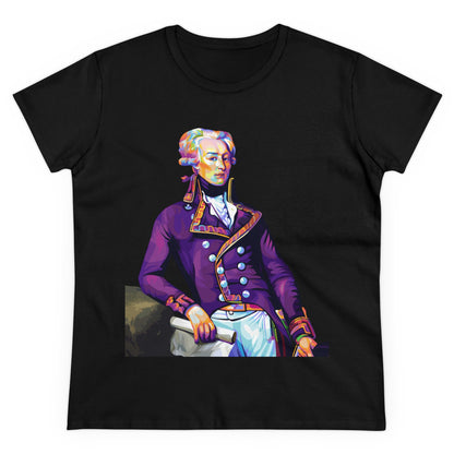 Lafayette Women's Tee Colorful Cap Sleeves Midweight Cotton - Slightly Fitted, Bicentennial, Marquis de Lafayette, History, History Teacher