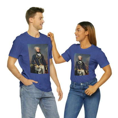 Person or people wearing Lafayette Marquis de Lafayette t-shirt with portrait painting