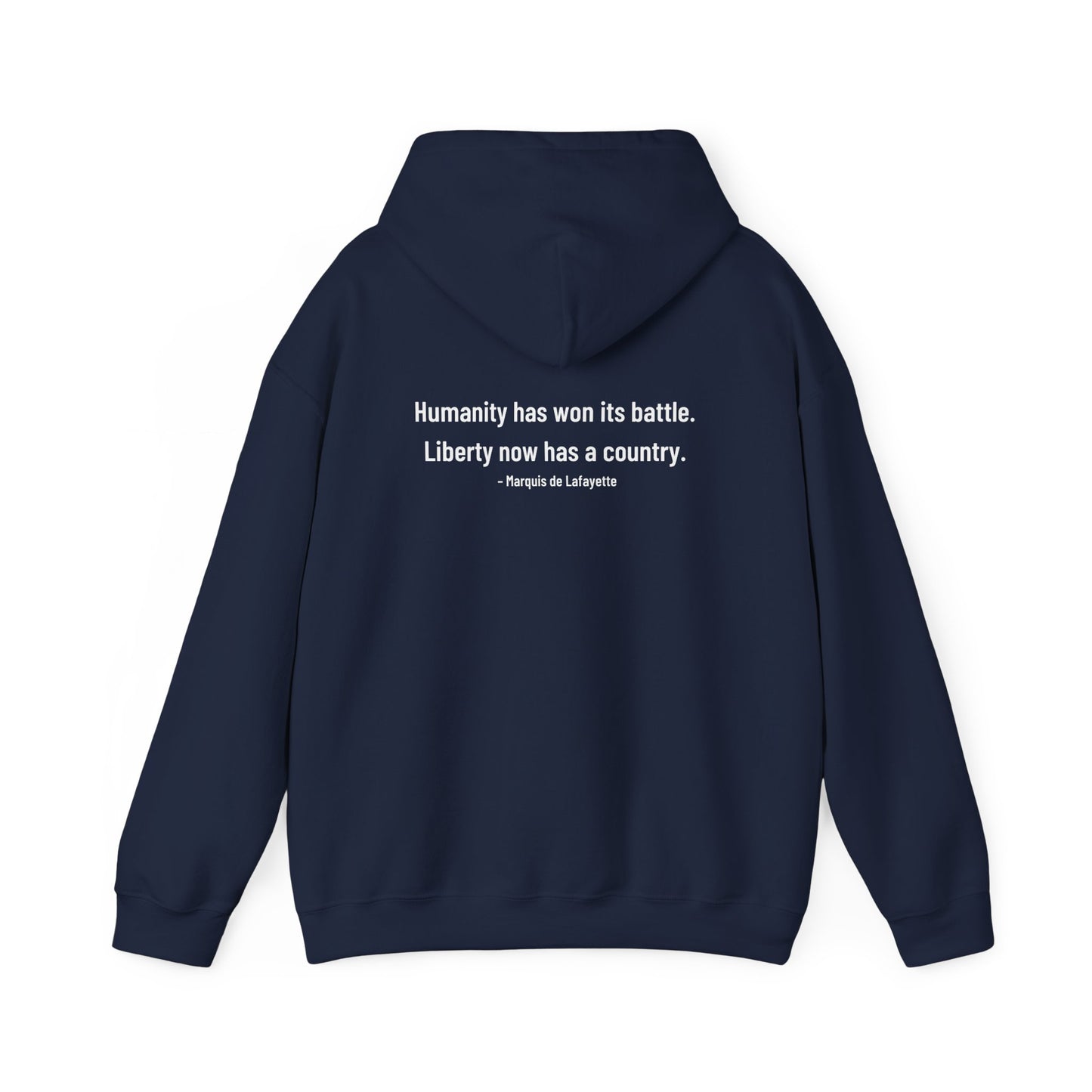 Two-Sided Marquis de Lafayette Classic Unisex Heavy Blend Hooded Sweatshirt With Quote