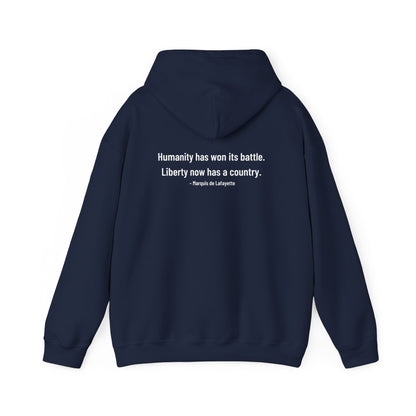 Two-Sided Marquis de Lafayette Classic Unisex Heavy Blend Hooded Sweatshirt With Quote