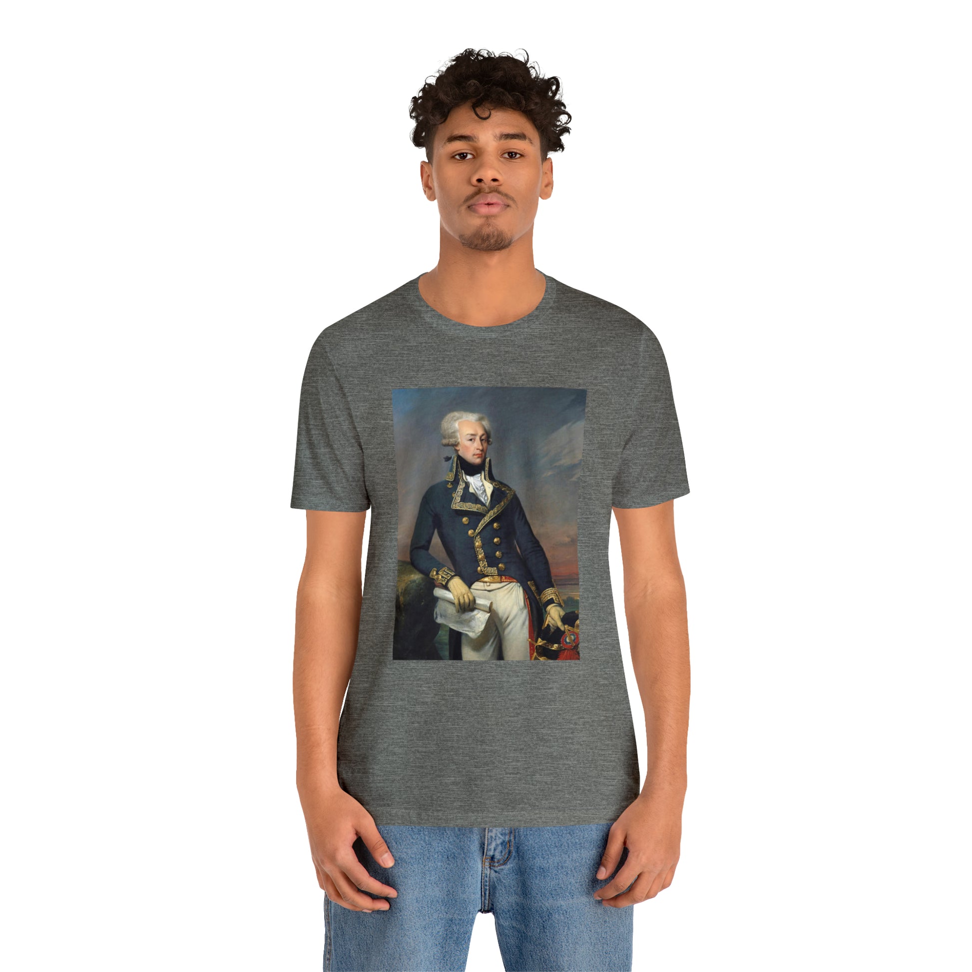 Person or people wearing Lafayette Marquis de Lafayette t-shirt with portrait painting