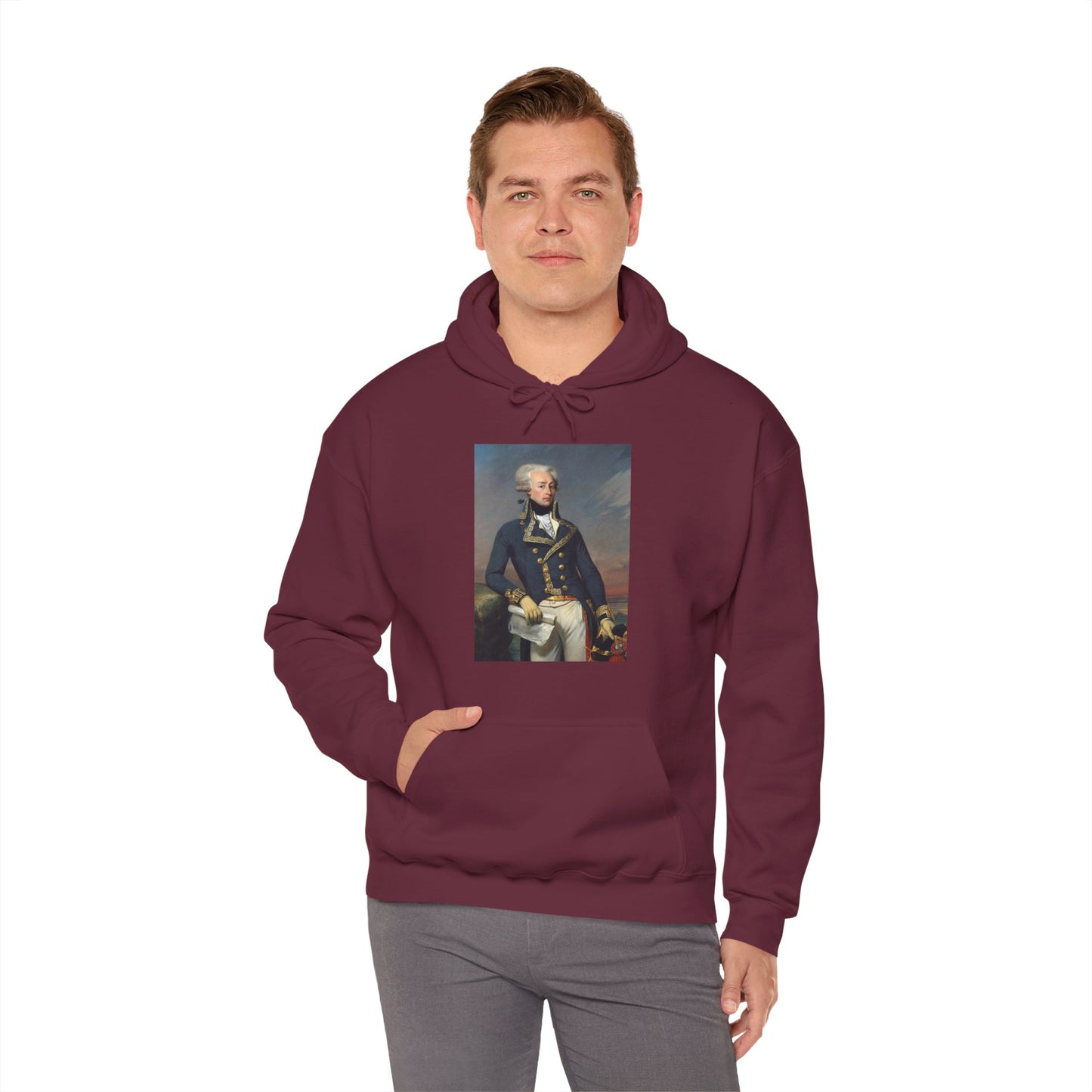 Two-Sided Marquis de Lafayette Classic Unisex Heavy Blend Hooded Sweatshirt With Quote