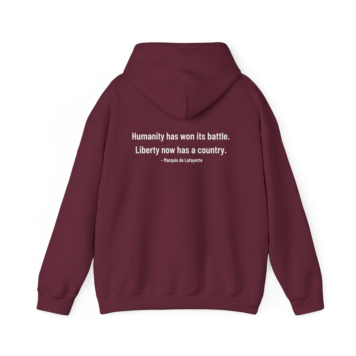 Two-Sided Marquis de Lafayette Classic Unisex Heavy Blend Hooded Sweatshirt With Quote