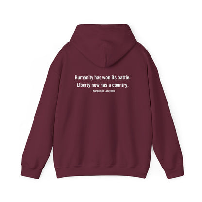 Two-Sided Marquis de Lafayette Classic Unisex Heavy Blend Hooded Sweatshirt With Quote