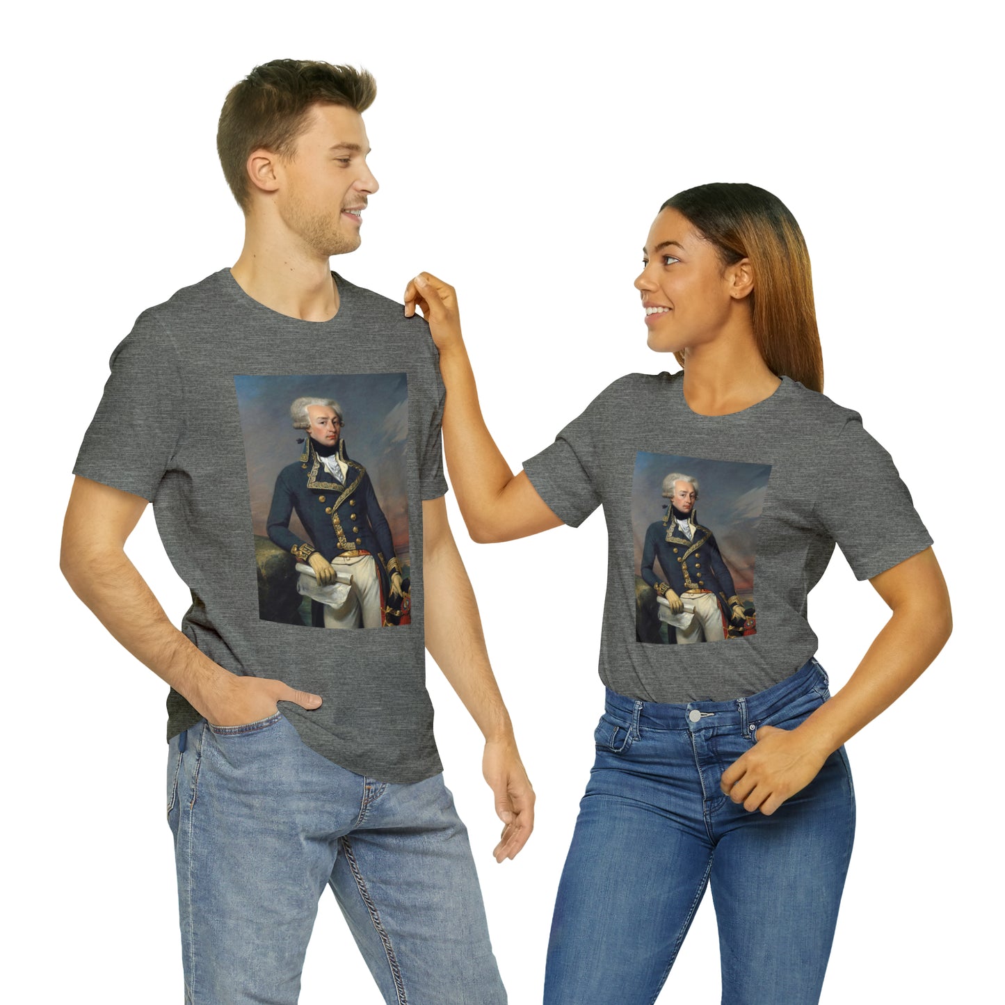 Person or people wearing Lafayette Marquis de Lafayette t-shirt with portrait painting