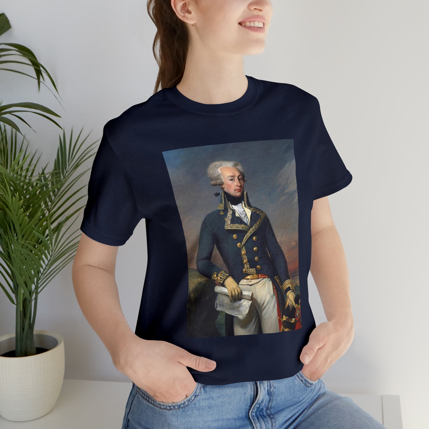 Person or people wearing Lafayette Marquis de Lafayette t-shirt with portrait painting