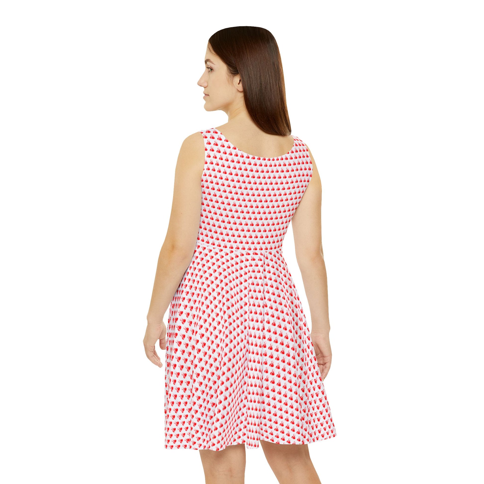 red and white skater dress Red & White Polka Dot Print Off Shoulder Skater Dress