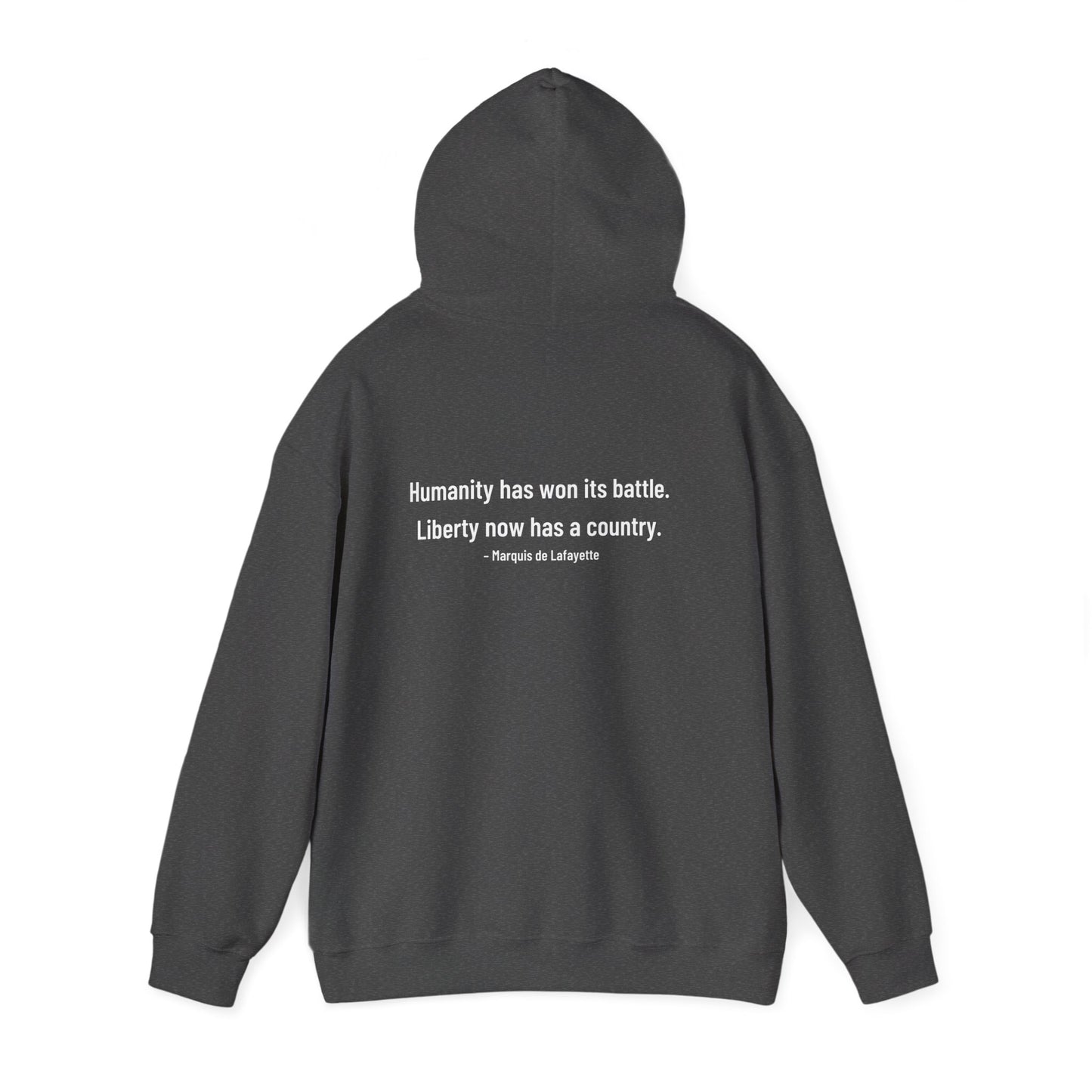 Two-Sided Marquis de Lafayette Classic Unisex Heavy Blend Hooded Sweatshirt With Quote