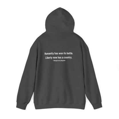 Two-Sided Marquis de Lafayette Classic Unisex Heavy Blend Hooded Sweatshirt With Quote