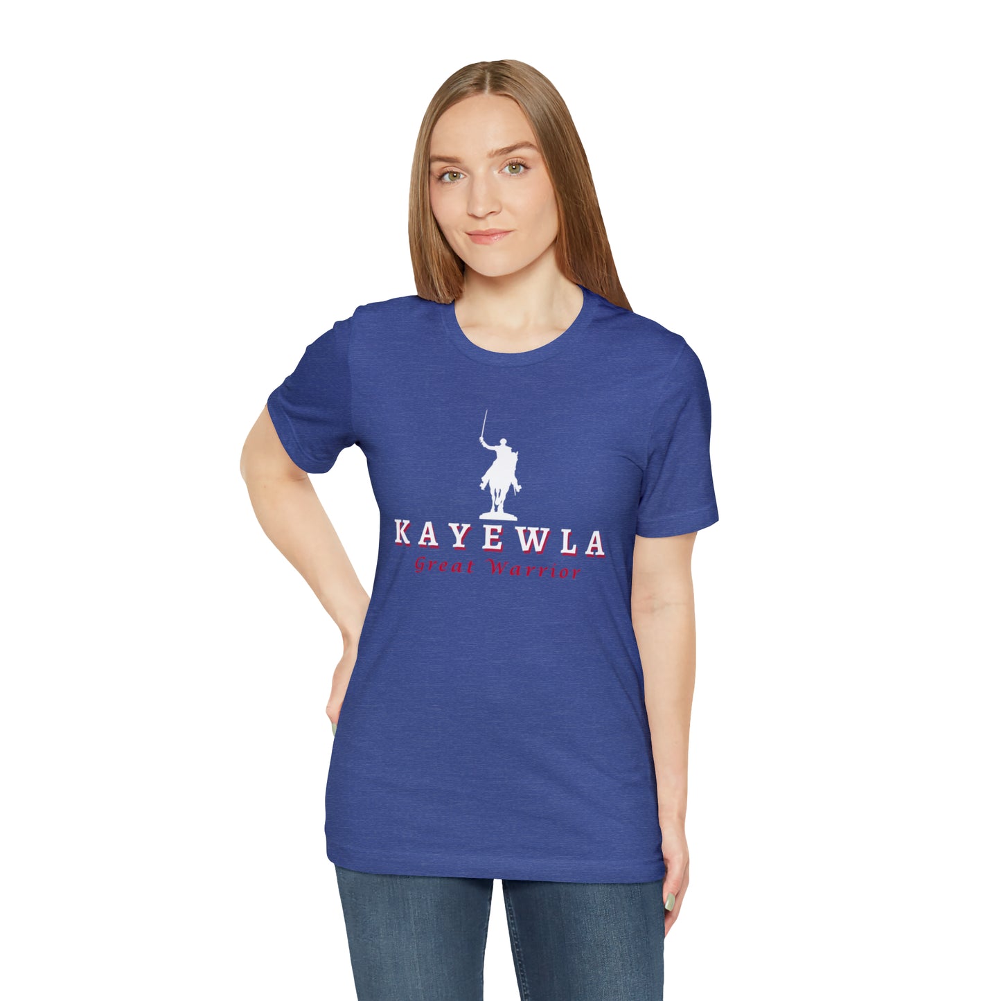 Marquis de Lafayette Kayewla Great Warrior Unisex Jersey Short Sleeve Tee - Red Highlight Letters