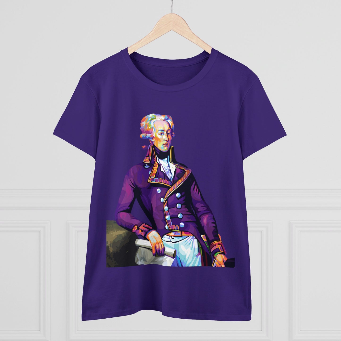 Lafayette Women's Tee Colorful Cap Sleeves Midweight Cotton - Slightly Fitted, Bicentennial, Marquis de Lafayette, History, History Teacher