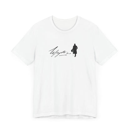 Marquis de Lafayette Silhouette Signature Unisex Jersey Short Sleeve Tee - With Lafayette Quote