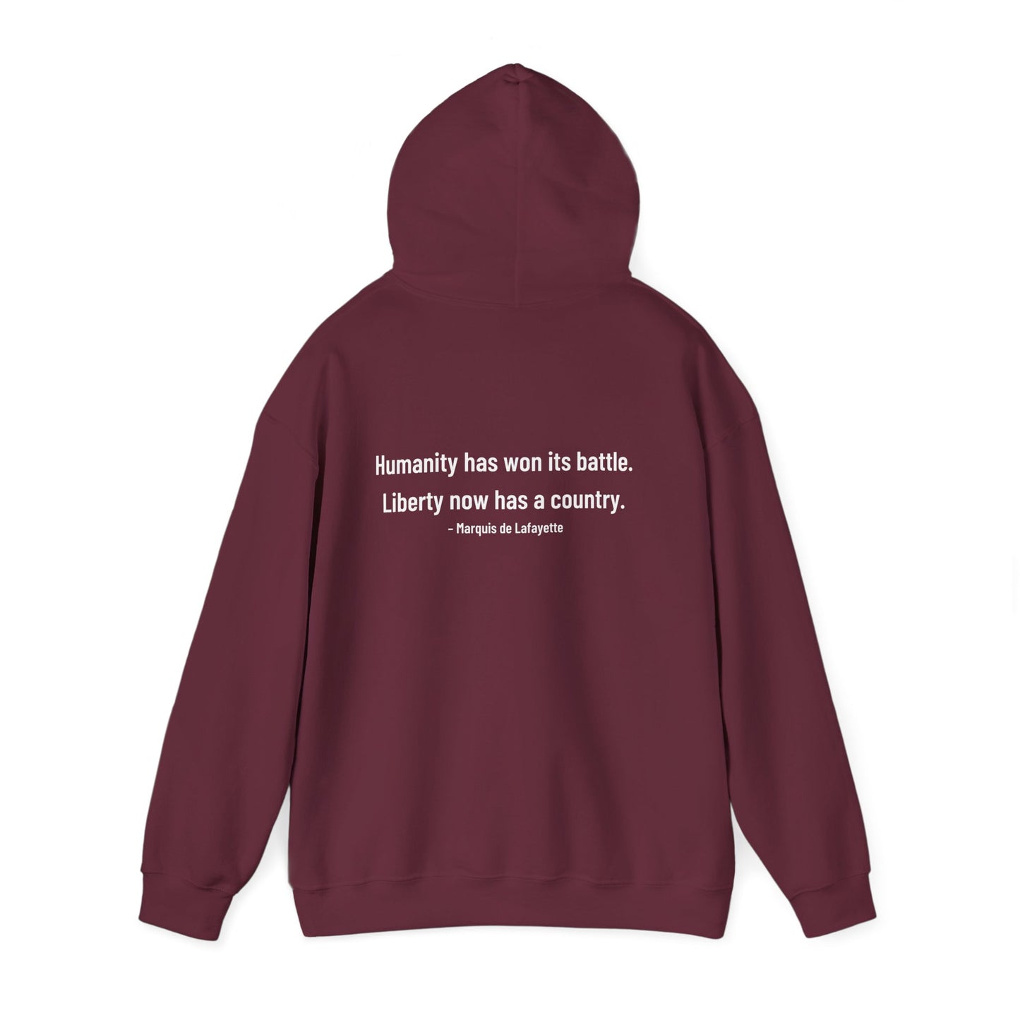 Two-Sided Marquis de Lafayette Classic Unisex Heavy Blend Hooded Sweatshirt With Quote