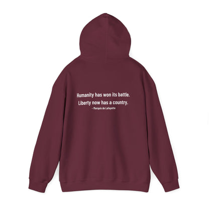 Two-Sided Marquis de Lafayette Classic Unisex Heavy Blend Hooded Sweatshirt With Quote