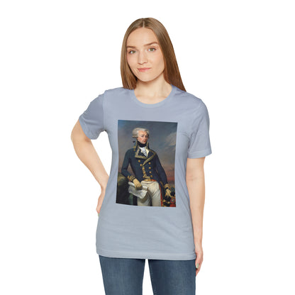 Person or people wearing Lafayette Marquis de Lafayette t-shirt with portrait painting