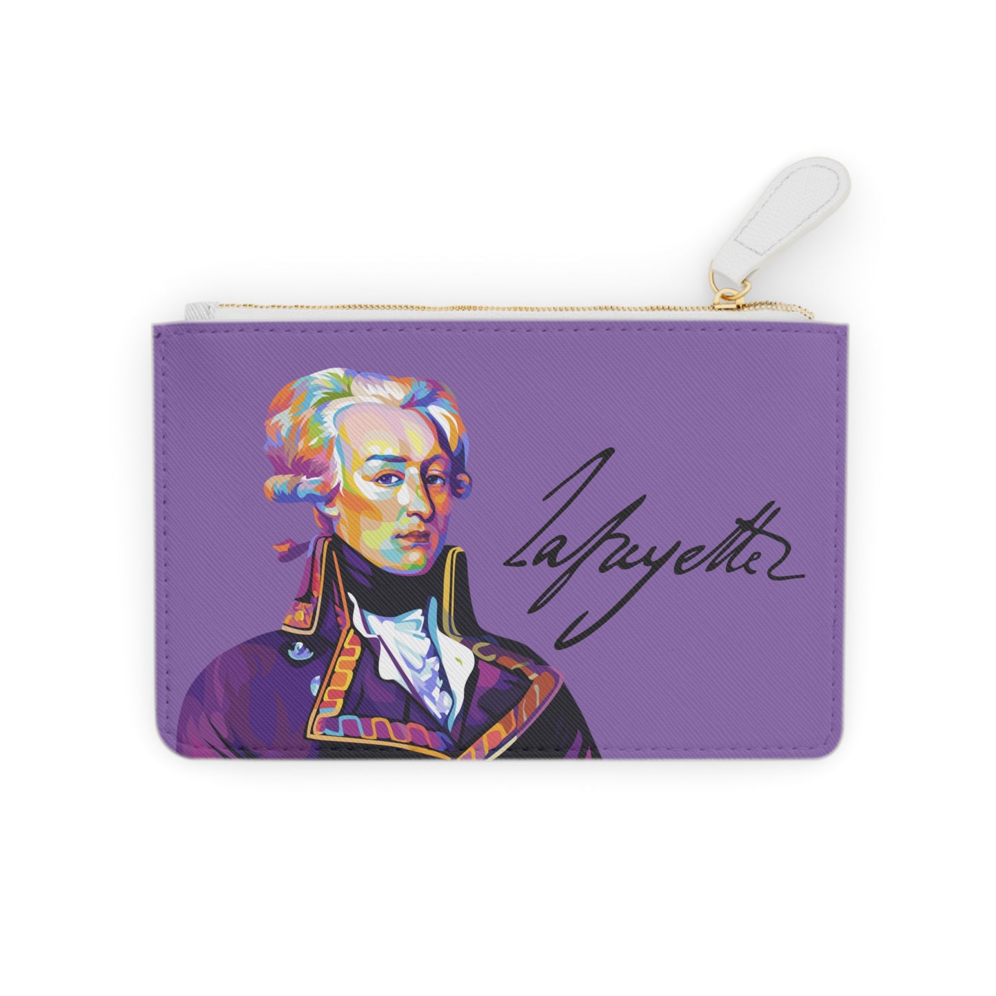 Lafayette Clutch Bag Purple with Marquis de Lafayette pop art portrait - Marquis de Lafayette Accessory, History, Christmas, Unique Gift