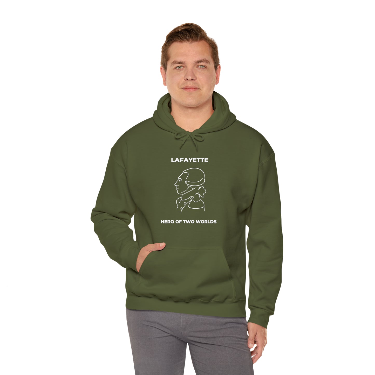 Marquis de Lafayette Classic Unisex Heavy Blend Hooded Sweatshirt - Line Portrait Design