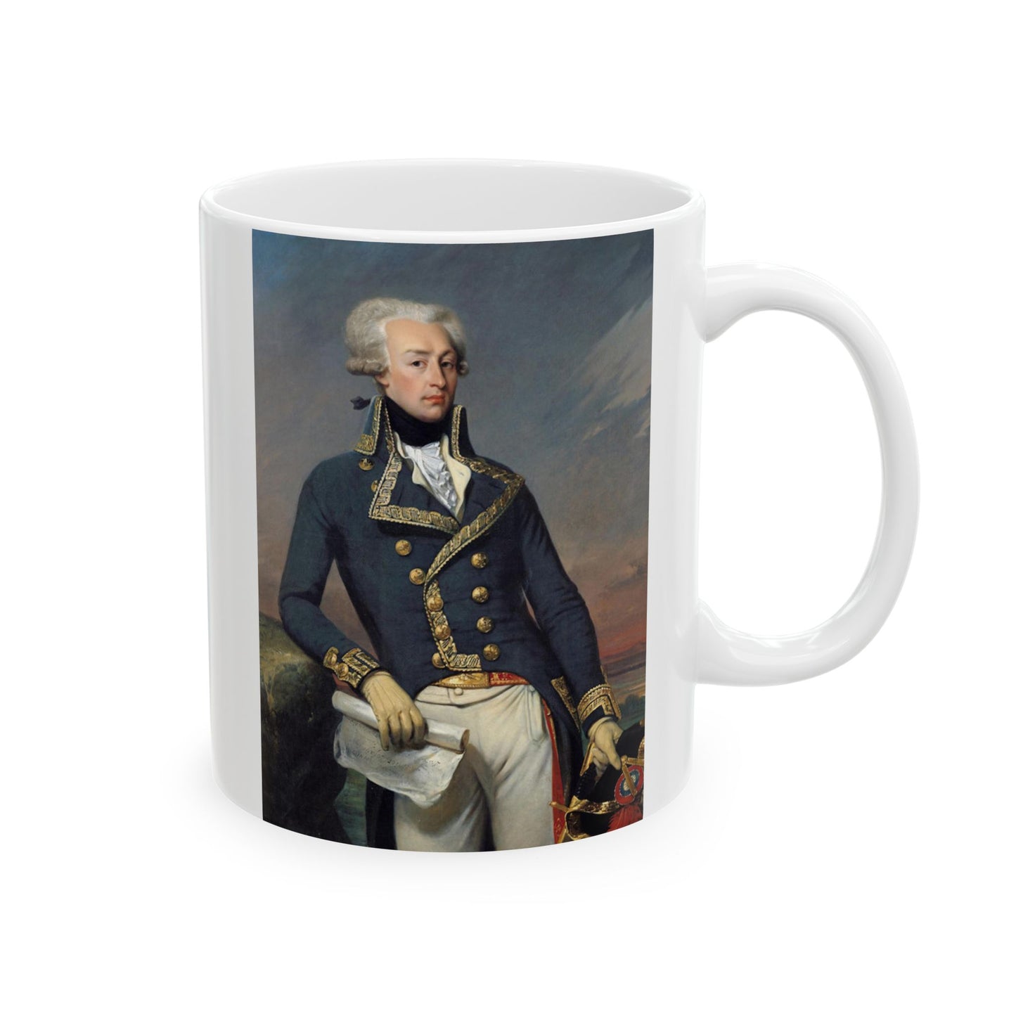 Lafayette Mug - 11oz White Ceramic - Classic Portrait Painting