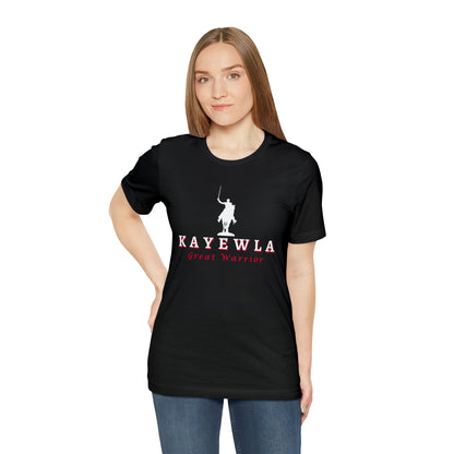 Marquis de Lafayette Kayewla Great Warrior Unisex Jersey Short Sleeve Tee - Red Highlight Letters