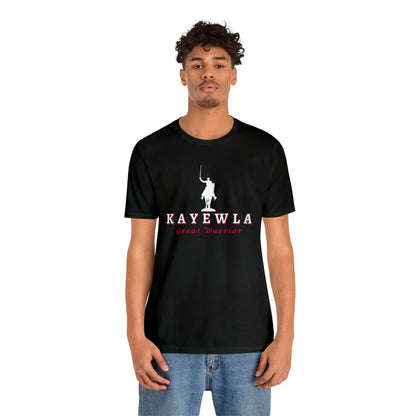 Marquis de Lafayette Kayewla Great Warrior Unisex Jersey Short Sleeve Tee - Red Highlight Letters