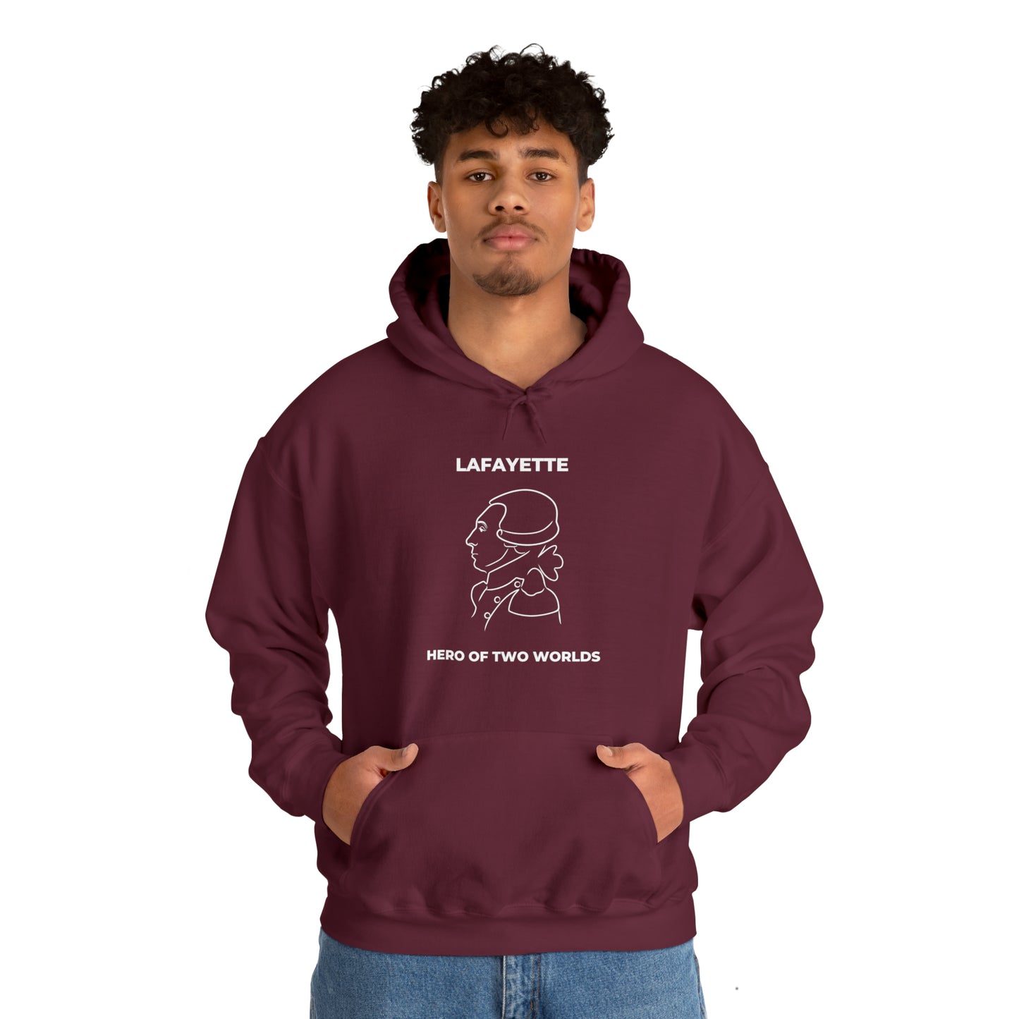 Marquis de Lafayette Classic Unisex Heavy Blend Hooded Sweatshirt - Line Portrait Design