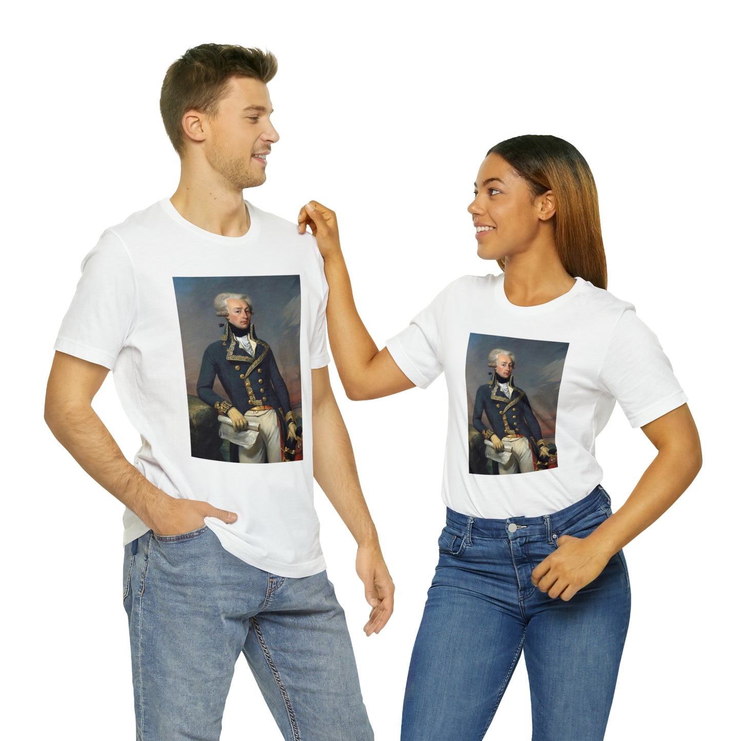 Person or people wearing Lafayette Marquis de Lafayette t-shirt with portrait painting