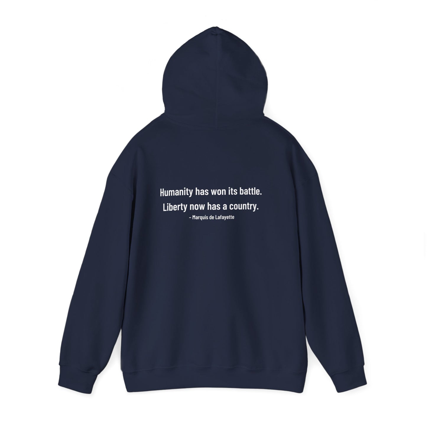Two-Sided Marquis de Lafayette Classic Unisex Heavy Blend Hooded Sweatshirt With Quote