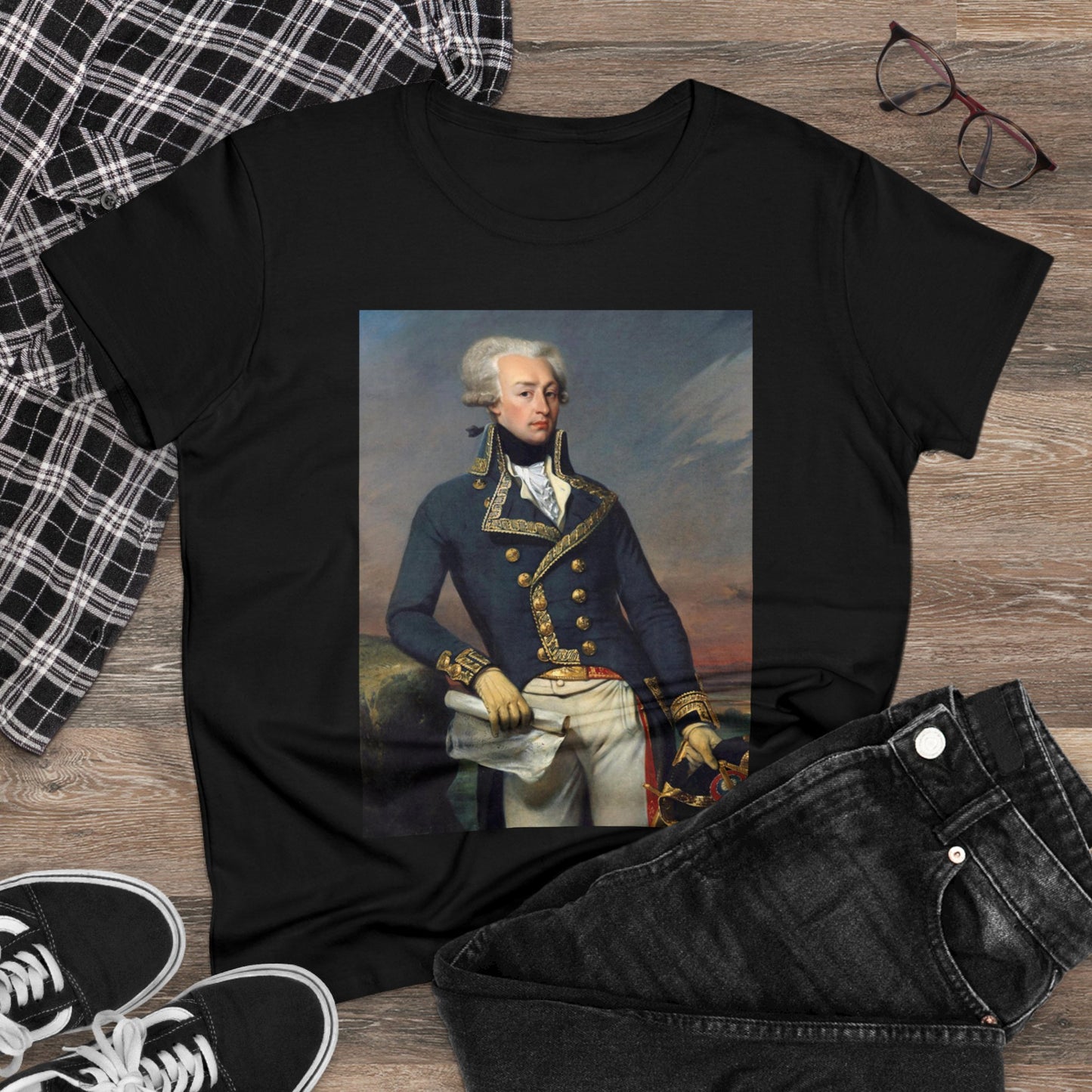 Lafayette Women's Tee Classic Cap Sleeves Midweight Cotton - Slightly Fitted, Marquis de Lafayette, Bicentennial, History, History Teacher