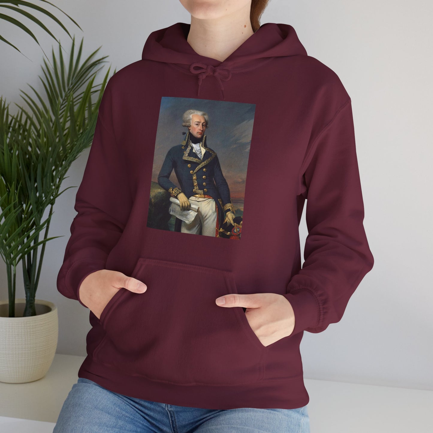 Two-Sided Marquis de Lafayette Classic Unisex Heavy Blend Hooded Sweatshirt With Quote