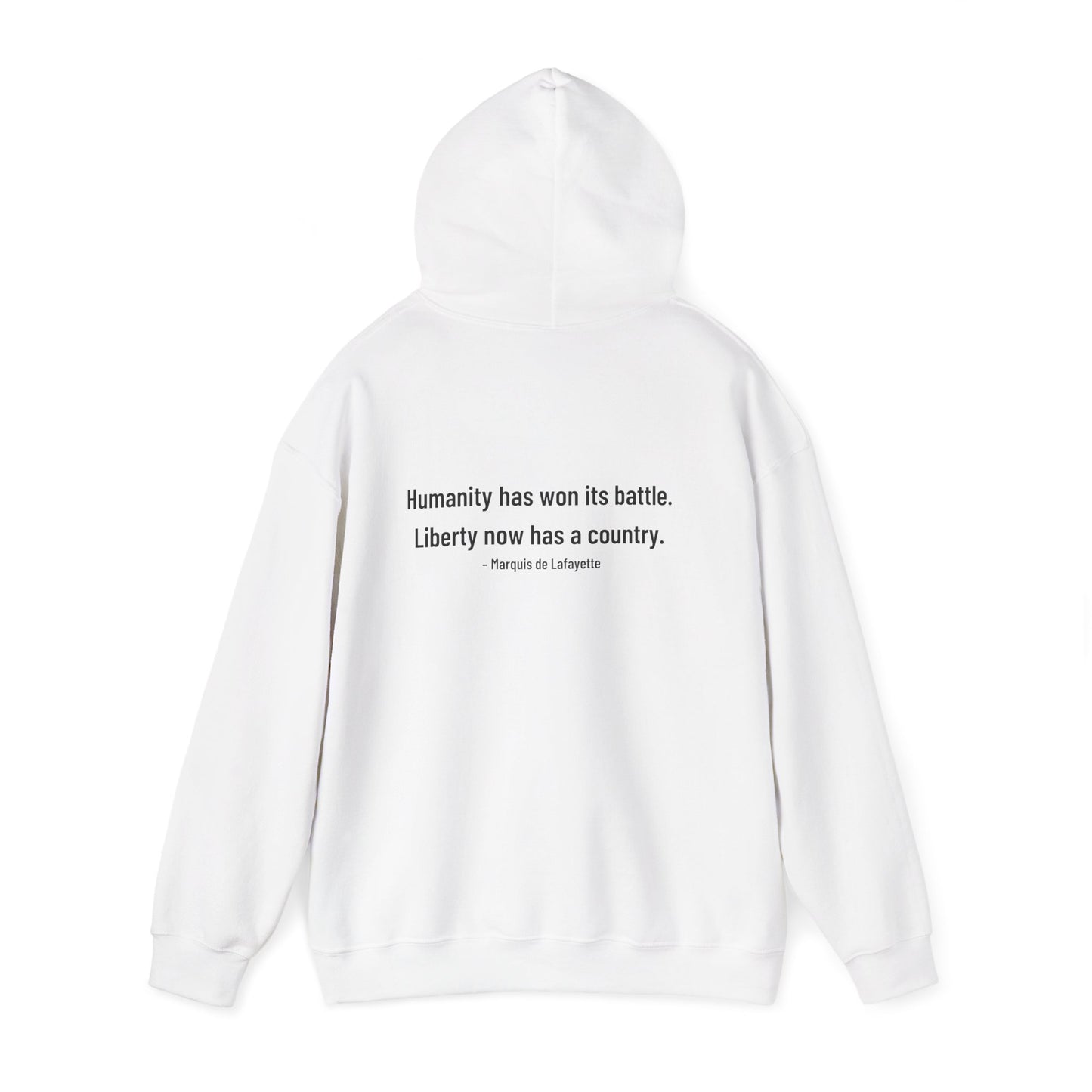 Two-Sided Marquis de Lafayette Classic Unisex Heavy Blend Hooded Sweatshirt With Quote