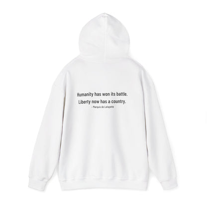Two-Sided Marquis de Lafayette Classic Unisex Heavy Blend Hooded Sweatshirt With Quote