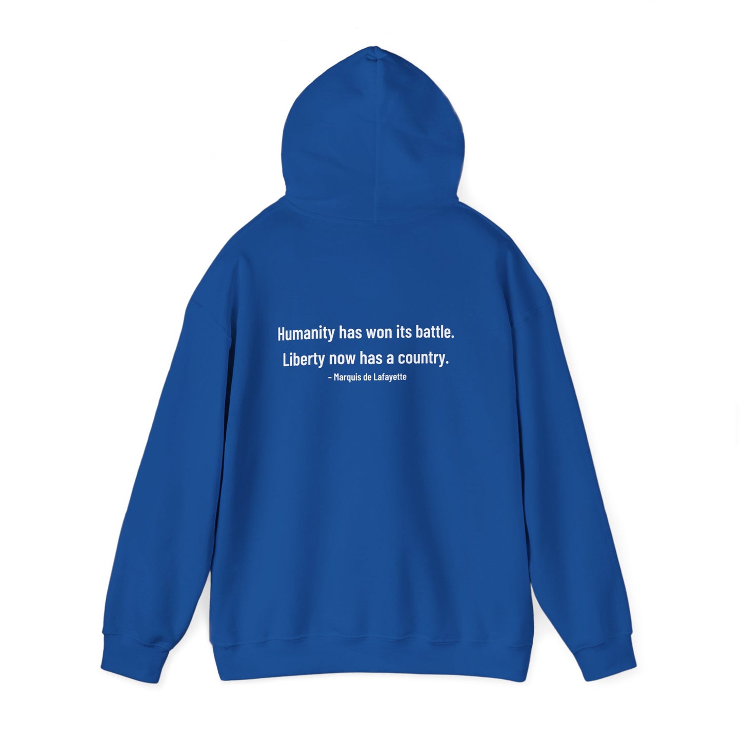 Two-Sided Marquis de Lafayette Classic Unisex Heavy Blend Hooded Sweatshirt With Quote