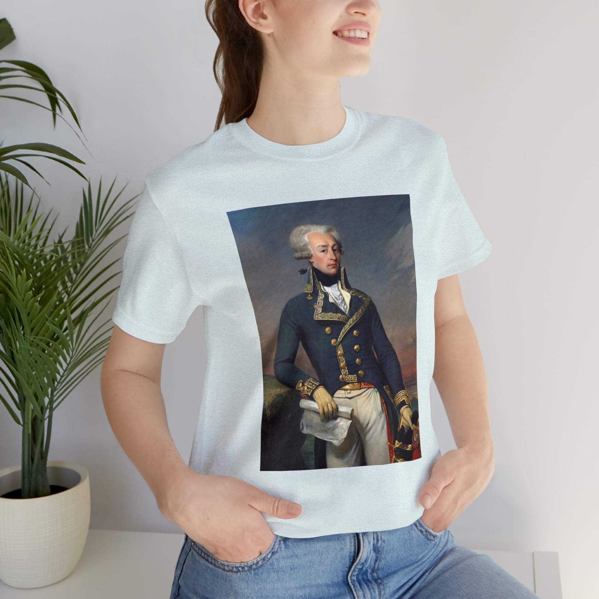 Person or people wearing Lafayette Marquis de Lafayette t-shirt with portrait painting