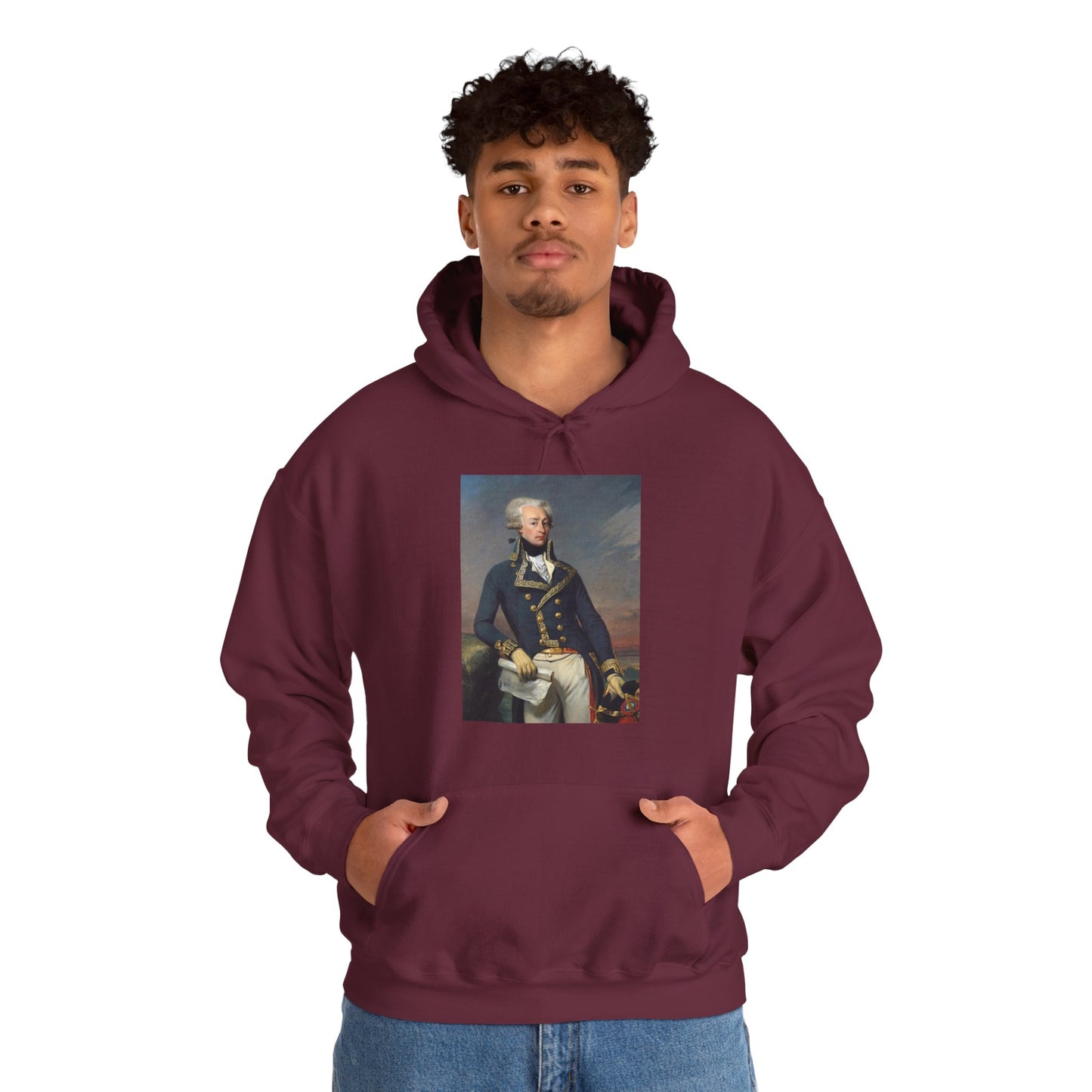 Two-Sided Marquis de Lafayette Classic Unisex Heavy Blend Hooded Sweatshirt With Quote