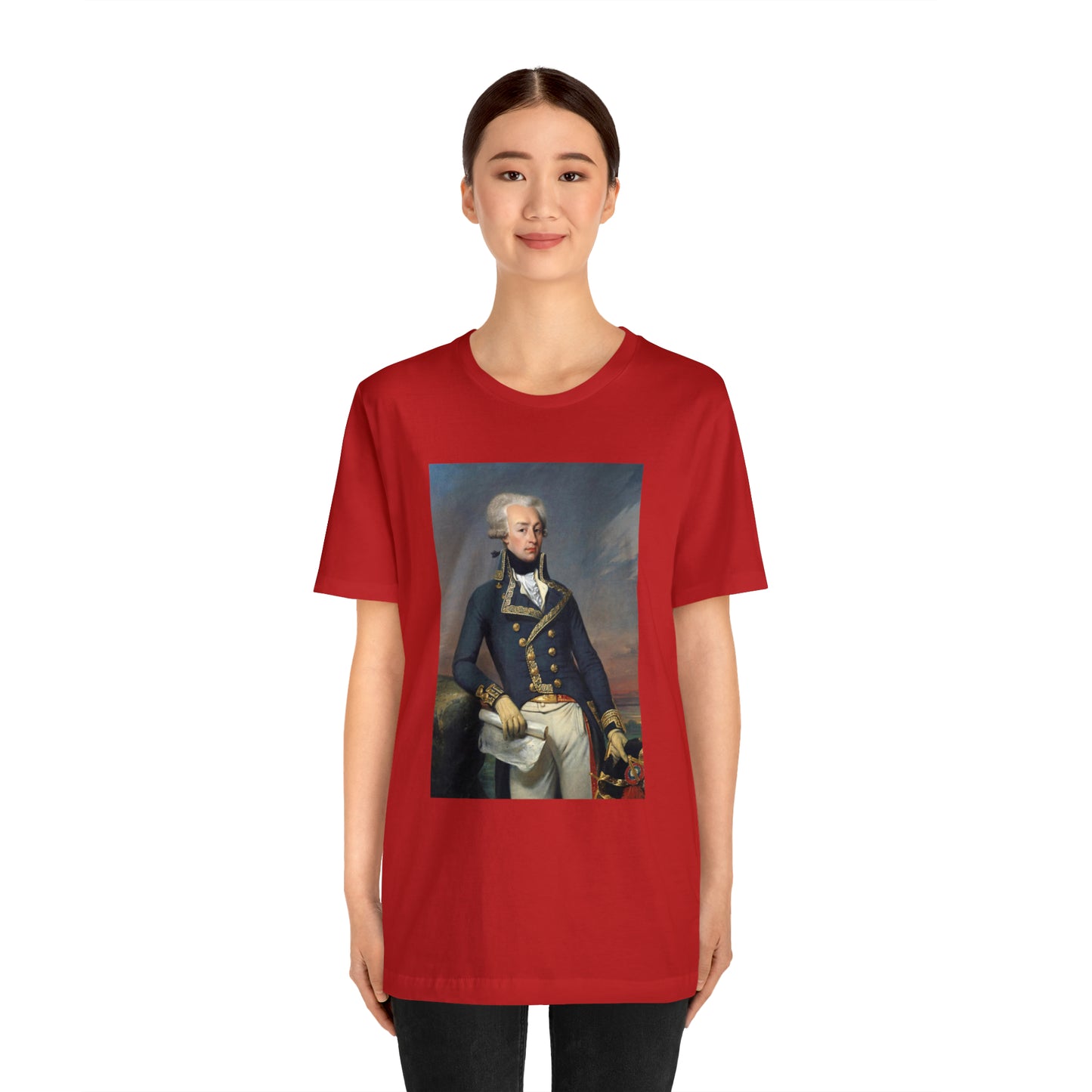 Person or people wearing Lafayette Marquis de Lafayette t-shirt with portrait painting