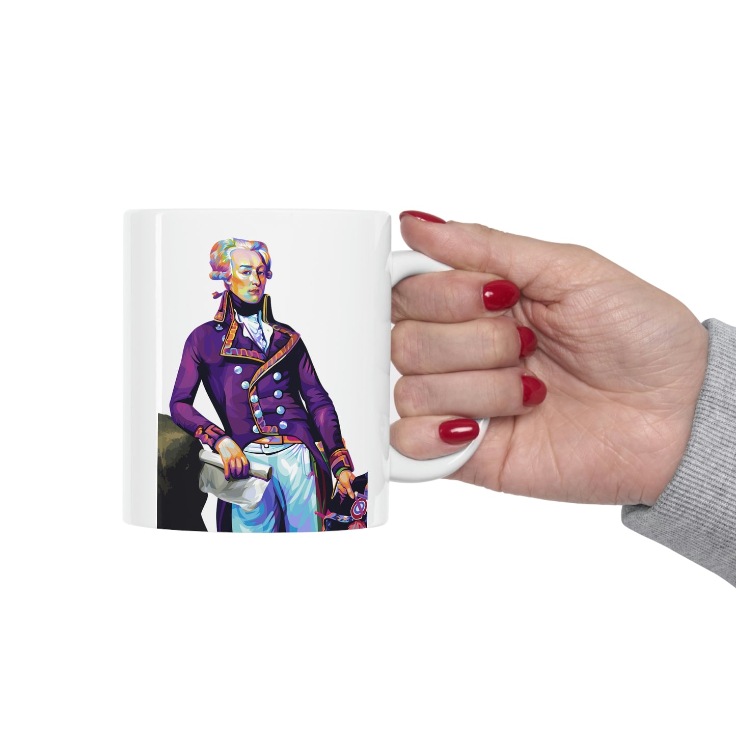 Lafayette Mug - 11oz - Colorful Pop Art Style - With Lafayette Quote Marquis de Lafayette Coffee Mug